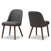 Baxton Studio Cody Mid-Century Modern Dark Grey Fabric Upholstered Walnut Finished Wood Dining Chair (Set of 2)